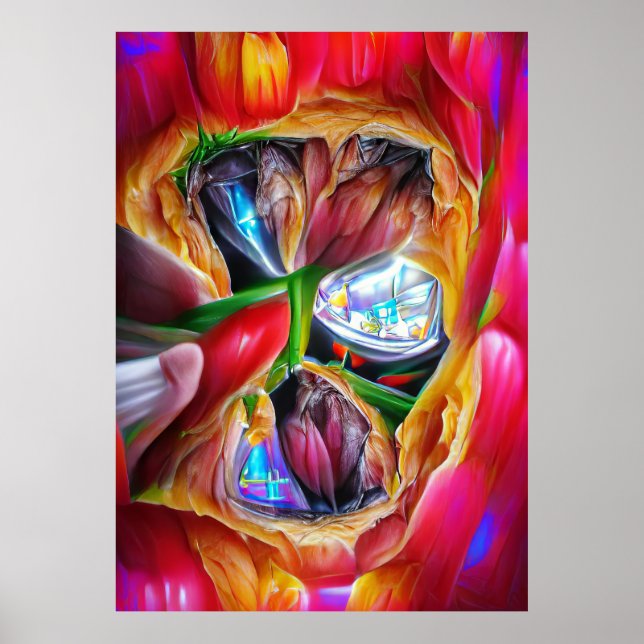 Vibrant Abstract Tulip Reflections Poster (Front)