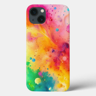 Vibrant Abstract Watercolor Splatter Pattern iPhone 13 Case