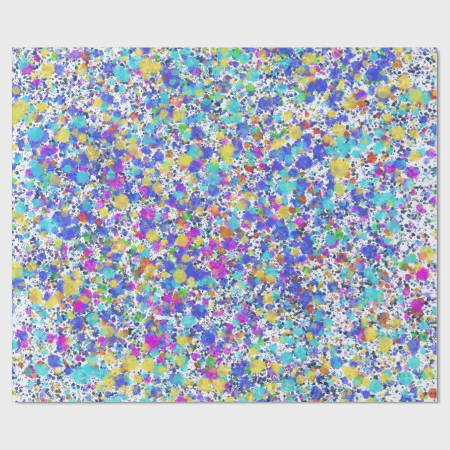 Vibrant Abstract Watercolor Splatter Pattern Wrapping Paper (Flat)