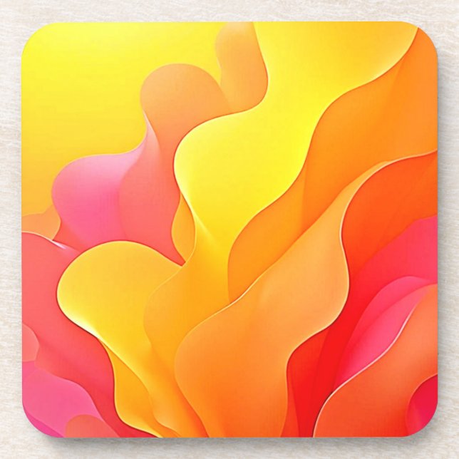 Vibrant Abstract Wave of Warmth Design Coaster (Front)
