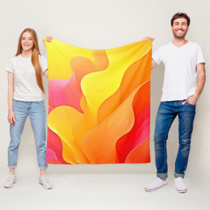 Vibrant Abstract Wave of Warmth Design Fleece Blanket