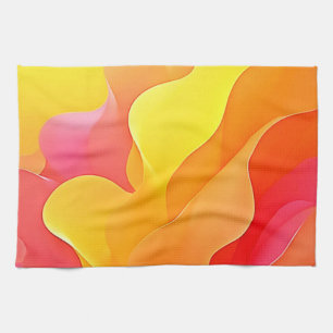 Vibrant Abstract Wave of Warmth Design Kitchen Towel