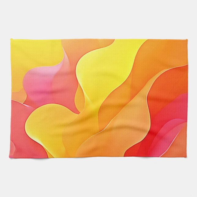 Vibrant Abstract Wave of Warmth Design Kitchen Towel (Horizontal)