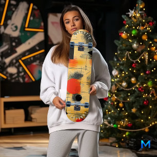 Vibrant Abstract Yellow and Red Skateboard Design