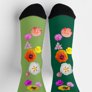 Vibrant Aerial Floral Design Socks