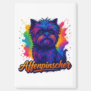Vibrant Affenpinscher Pop Art Portrait – Colorful Magnet