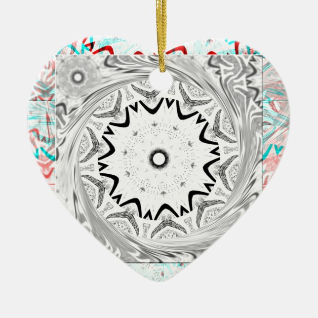 Vibrant African Culture: A Pink and Cyan Fusion Ceramic Ornament (Front)