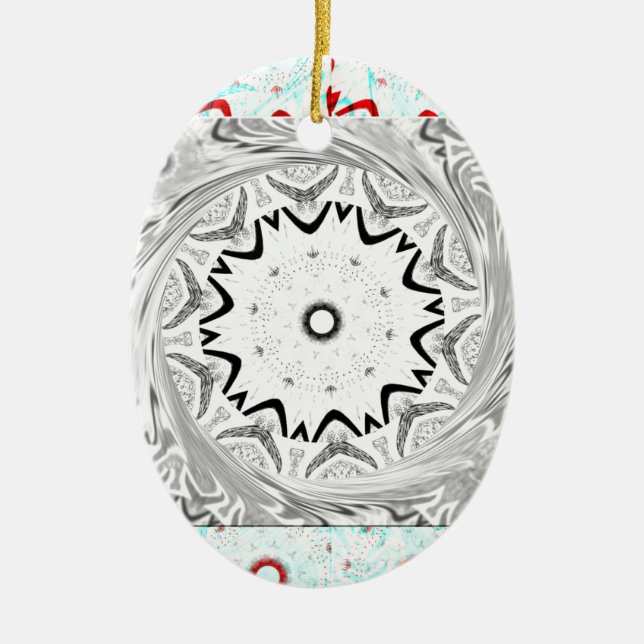Vibrant African Culture: A Pink and Cyan Fusion Ceramic Ornament (Front)