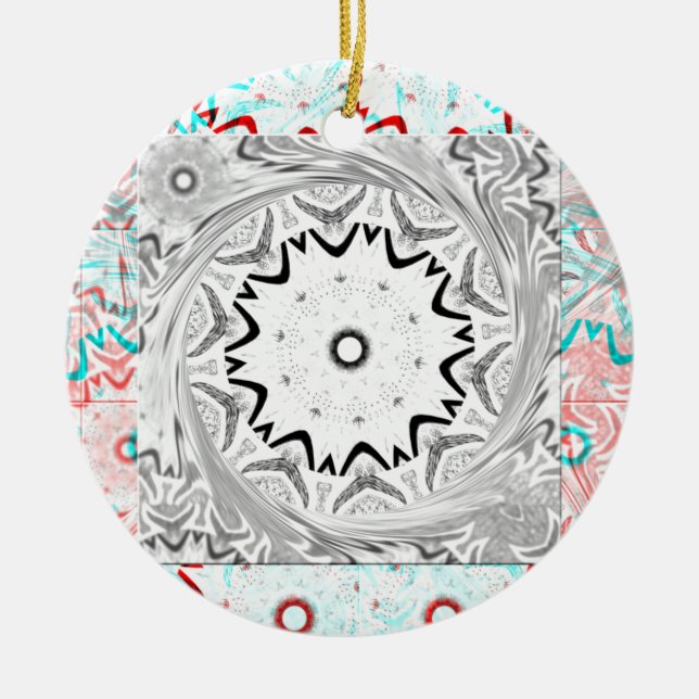 Vibrant African Culture: A Pink and Cyan Fusion Ceramic Ornament (Front)