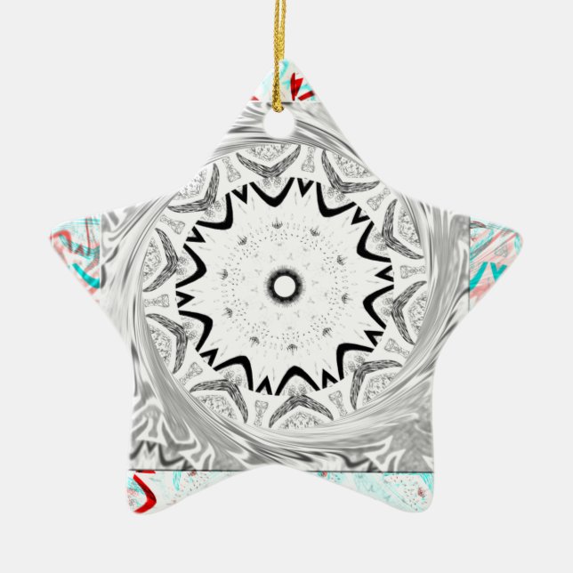 Vibrant African Culture: A Pink and Cyan Fusion Ceramic Ornament (Front)