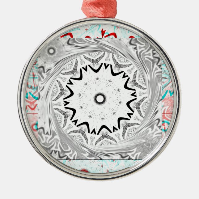 Vibrant African Culture: A Pink and Cyan Fusion Metal Ornament (Front)