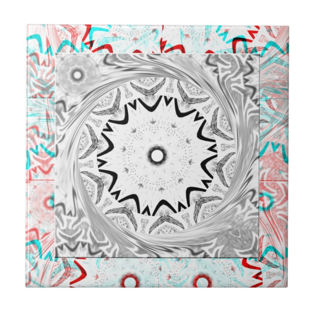 Vibrant African Culture: A Pink and Cyan Fusion Tile (Front)