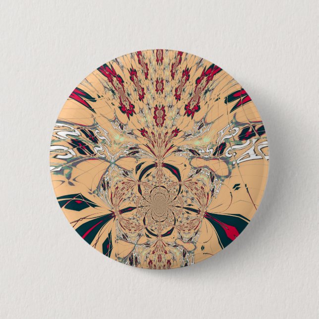 Vibrant African Kaleidoscope: A Peachy Delight 2 Inch Round Button (Front)