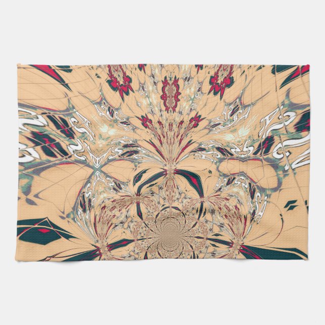 Vibrant African Kaleidoscope: A Peachy Delight Kitchen Towel (Horizontal)
