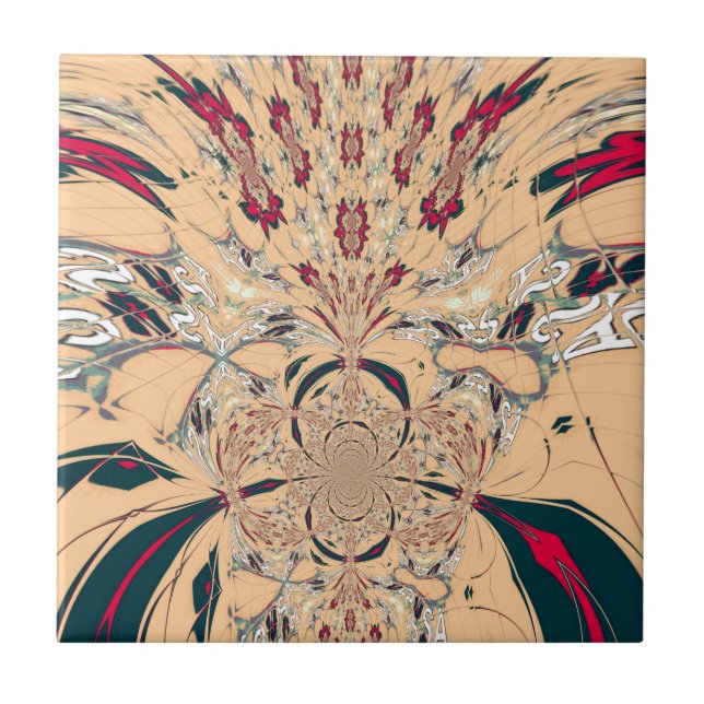 Vibrant African Kaleidoscope: A Peachy Delight Tile (Front)
