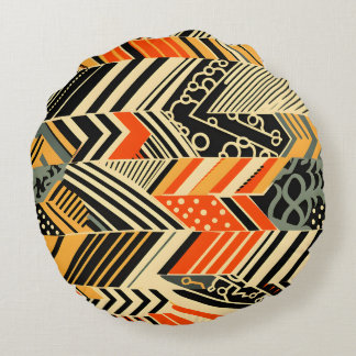 Vibrant African Pattern Round Pillow