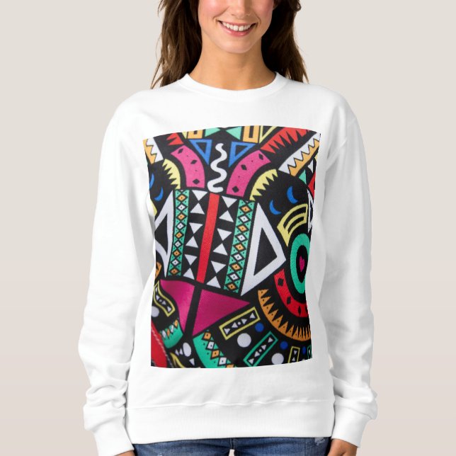 Vibrant Afro-Centric Geometric Pattern – Bold Trib Sweatshirt (Front)