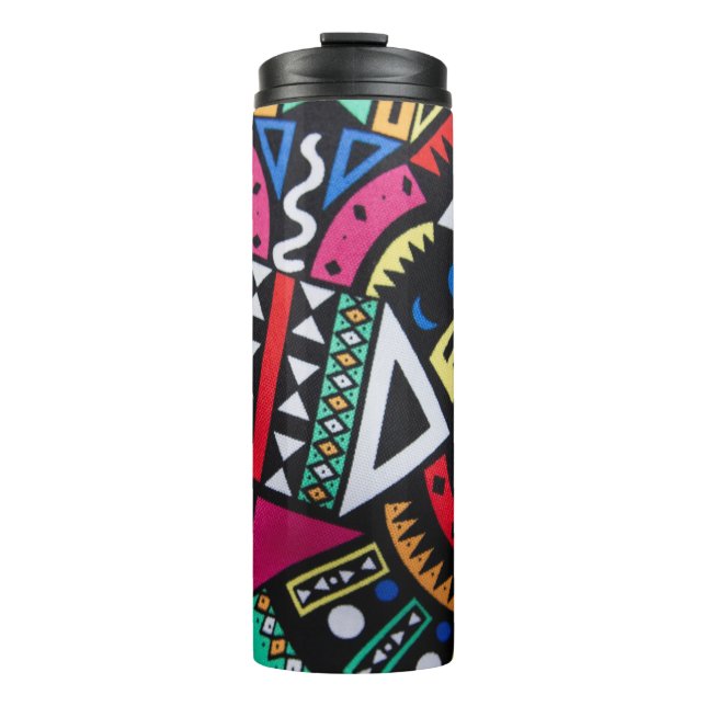 Vibrant Afro-Centric Geometric Pattern – Bold Trib Thermal Tumbler (Front)