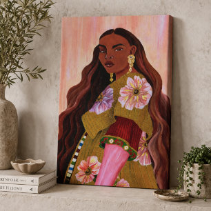 Vibrant Afrobohemian Woman Acrylic Painting Boho  Canvas Print