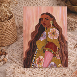 Vibrant Afrobohemian Woman Painting Boho  Postcard