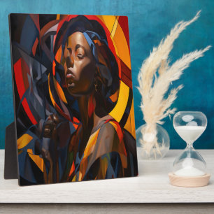 Vibrant Afrocentric Abstract Portrait Art Plaque