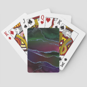 Vibrant Agate Rich Pink and Green Jewel Tone Playing Cards