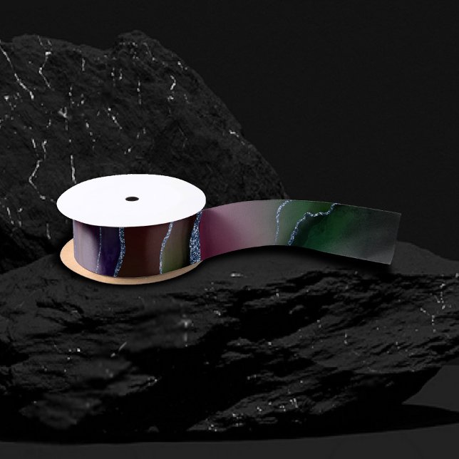 Vibrant Agate | Rich Pink and Green Jewel Tone Satin Ribbon (Creator Uploaded)