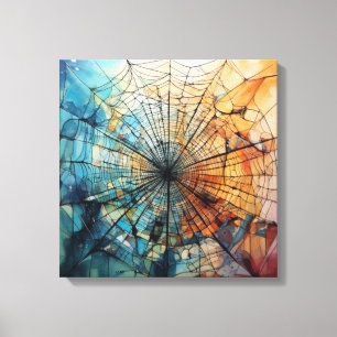 Vibrant Alcohol Ink Spiderweb Abstract Canvas Print