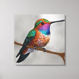 Vibrant Allen’s Hummingbird Painting Canvas Print