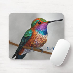 Vibrant Allen’s Hummingbird Painting Mouse Pad