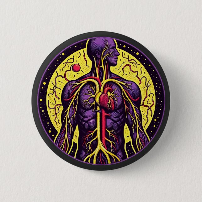 Vibrant Anatomical Heart 2 Inch Round Button (Front)