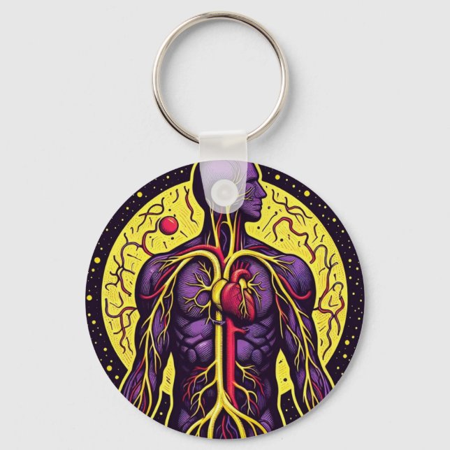 Vibrant Anatomical Heart Keychain (Front)