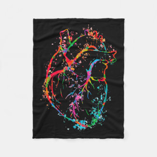 Vibrant Anatomical Heart Splatter  Fleece Blanket