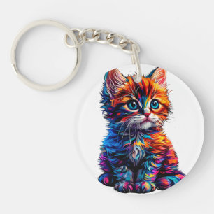 Vibrant and artistic kitten keychain