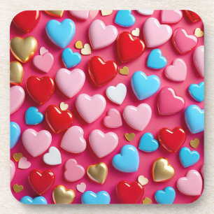 Vibrant and cheerful arrangement of hearts coaster