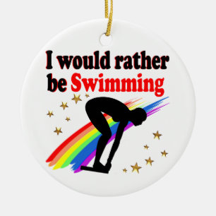 VIBRANT AND COLOR I WOULD RATHER BE SWIMMING CERAMIC ORNAMENT