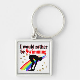 VIBRANT AND COLOR I WOULD RATHER BE SWIMMING KEYCHAIN