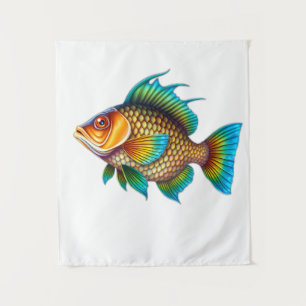 Vibrant and Colorful Stylized Illustration of a Fi Tapestry
