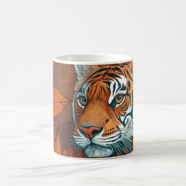 vibrant and colorful tiger coffee mug (Center)
