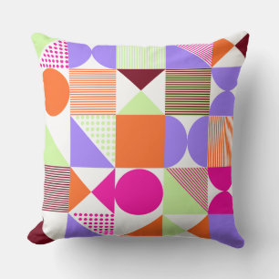 Vibrant and Colourful Abstract Geometric Pattern  Throw Pillow