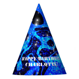 Vibrant and cosmic blue sparkling glitter party hat