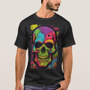 Vibrant and Edgy Psychedelic Skull T-Shirt