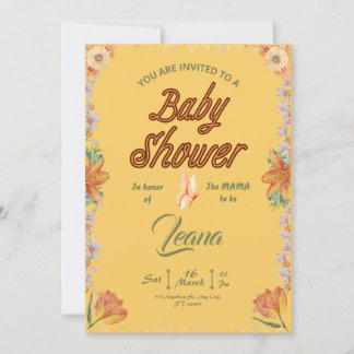  vibrant and joyful Colourful Flower Baby Shower  Invitation