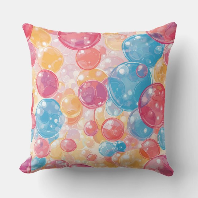 Vibrant and Playful Bubble Pattern Throw Pillow (Front)