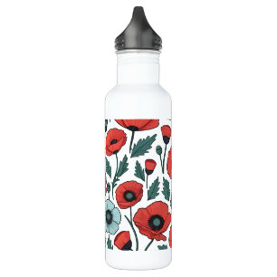 Vibrant and red Poppy Flowers Illustration Pattern 710 Ml Water Bottle