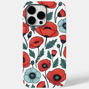Vibrant and red Poppy Flowers Illustration Pattern Case-Mate iPhone 14 Pro Max Case