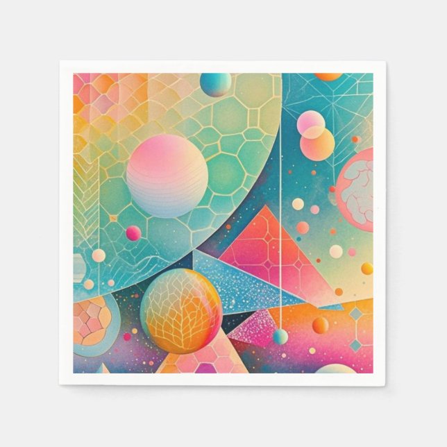 Vibrant and whimsical abstract artwork geometric  napkin (Front)