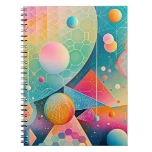 Vibrant and whimsical abstract artwork geometric  notebook
