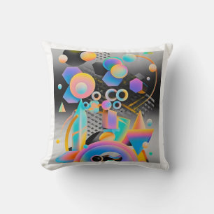Vibrant and whimsical abstract artwork geometric throw pillow