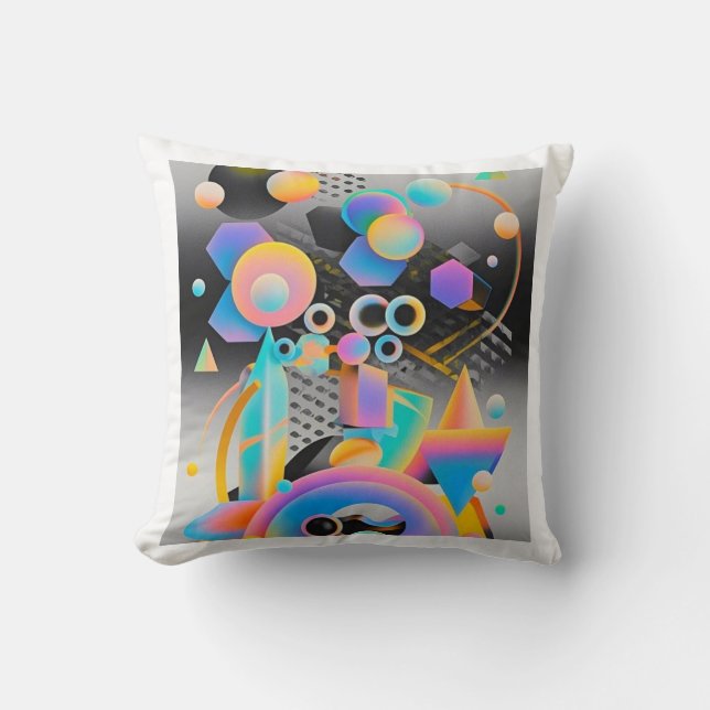 Vibrant and whimsical abstract artwork geometric  throw pillow (Front)